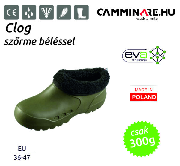 Clog EVA klumpa EVA cipő + szőrme bélés