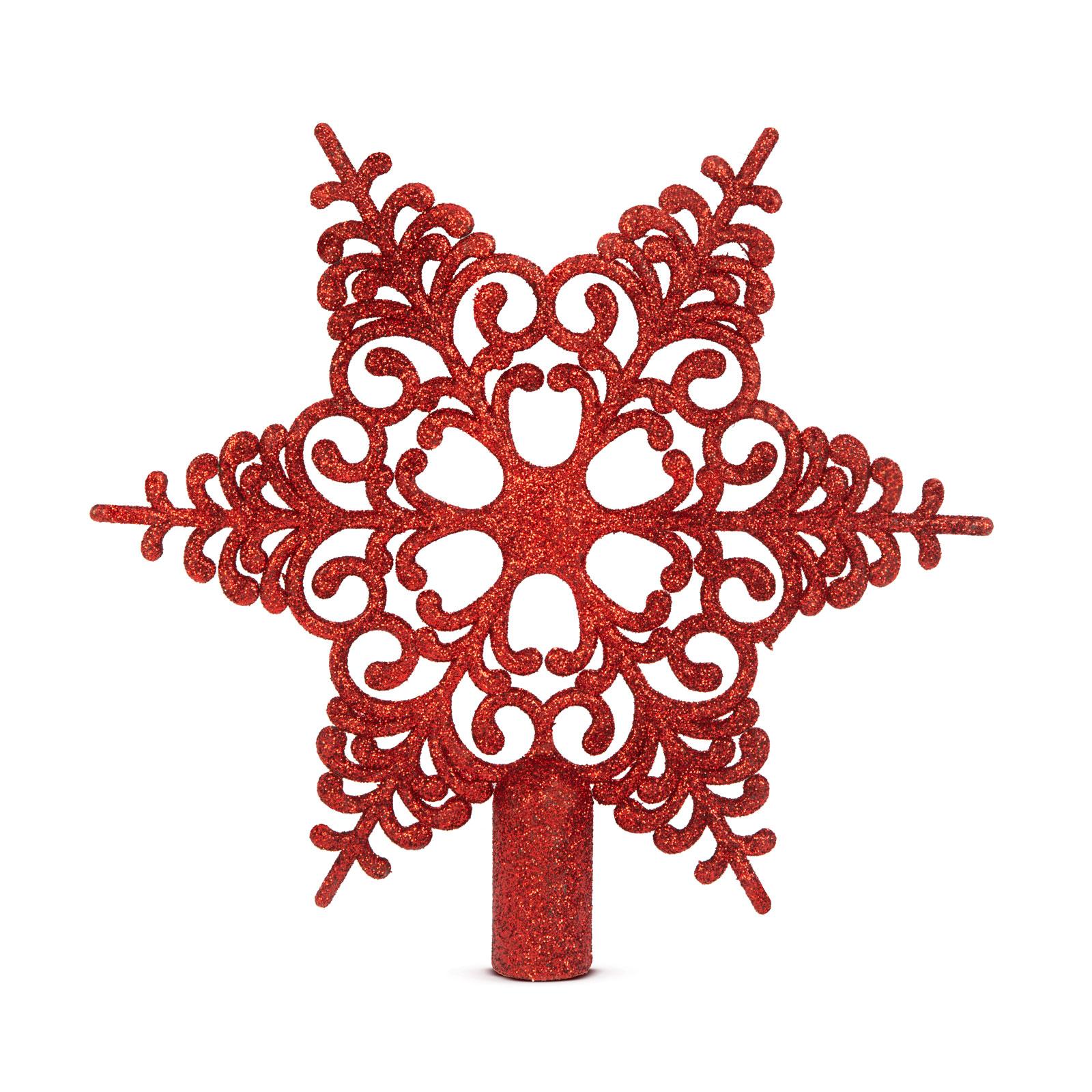 Karácsonyfa csúcsdísz – hópehely alakú – 20 x 20 cm – piros